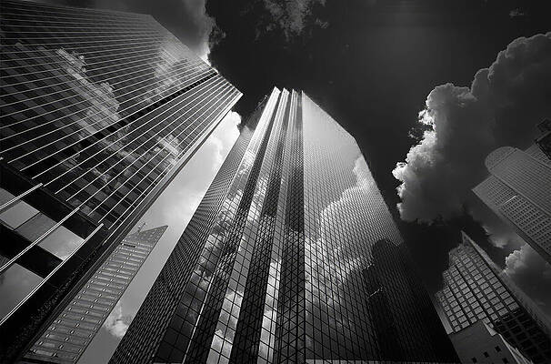 Where Glass Meets Sky — black and white photograph by Jim Signorelli