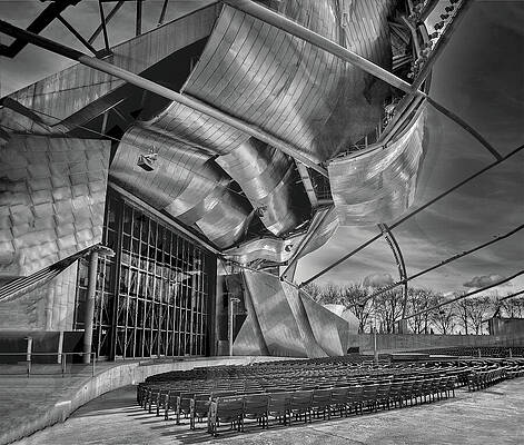 Pritzker Pavilion — black and white photograph by Jim Signorelli