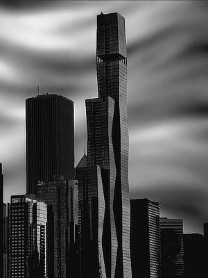 Chicago Twisting Skyscraper — black and white photograph by Jim Signorelli