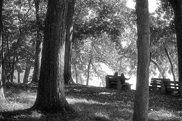 A Place to Catch Up — black and white photograph by Jim Signorelli