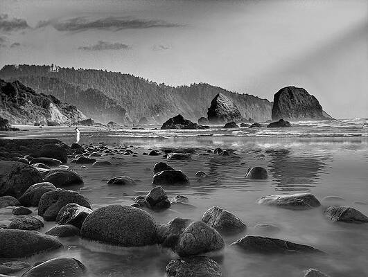 Canon Beach, Oregon — black and white photograph by Jim Signorelli