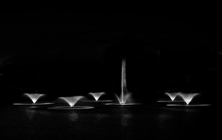 Fountains Illuminated at Night