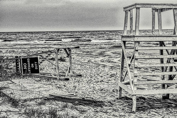 Beach Is Closed — black and white photograph by Jim Signorelli